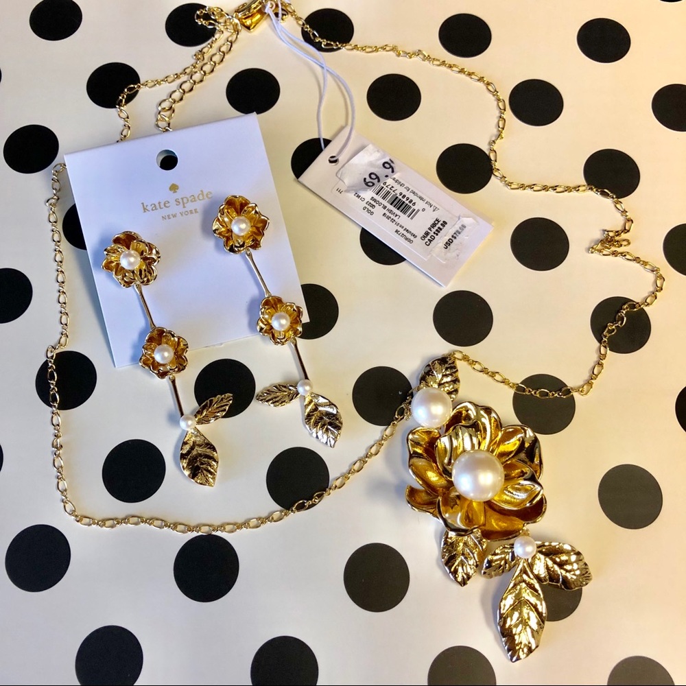 Kate Spade Necklace & Earrings Lavish Blooms combo